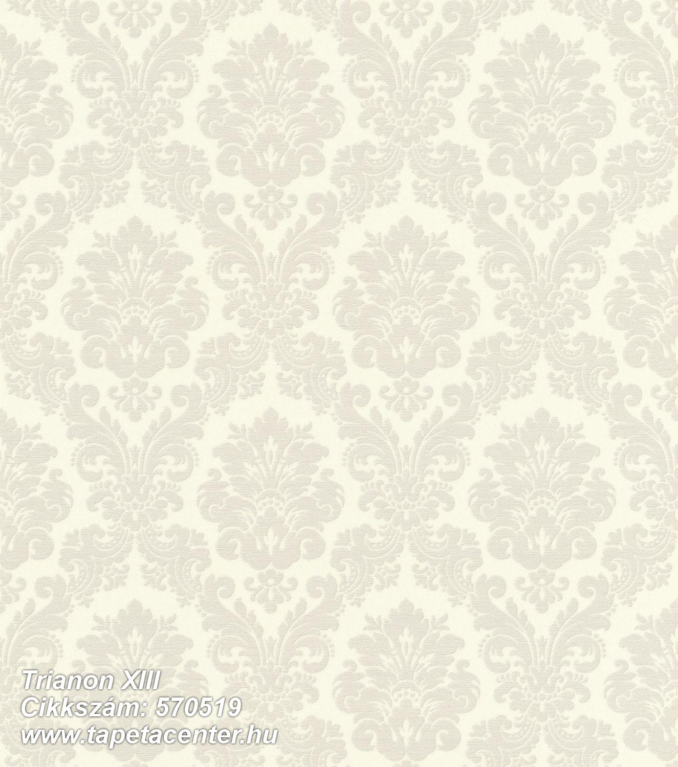 Barokk-klasszikus,természeti mintás,textil hatású,textilmintás,virágmintás,ezüst,fehér,szürke,vajszín,lemosható,vlies tapéta 